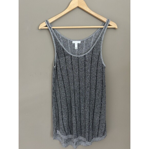 Leith Metallic Sparkle Gray Ribbed Tank Top Size Small New Years Eve Club Wear - Picture 2 of 7